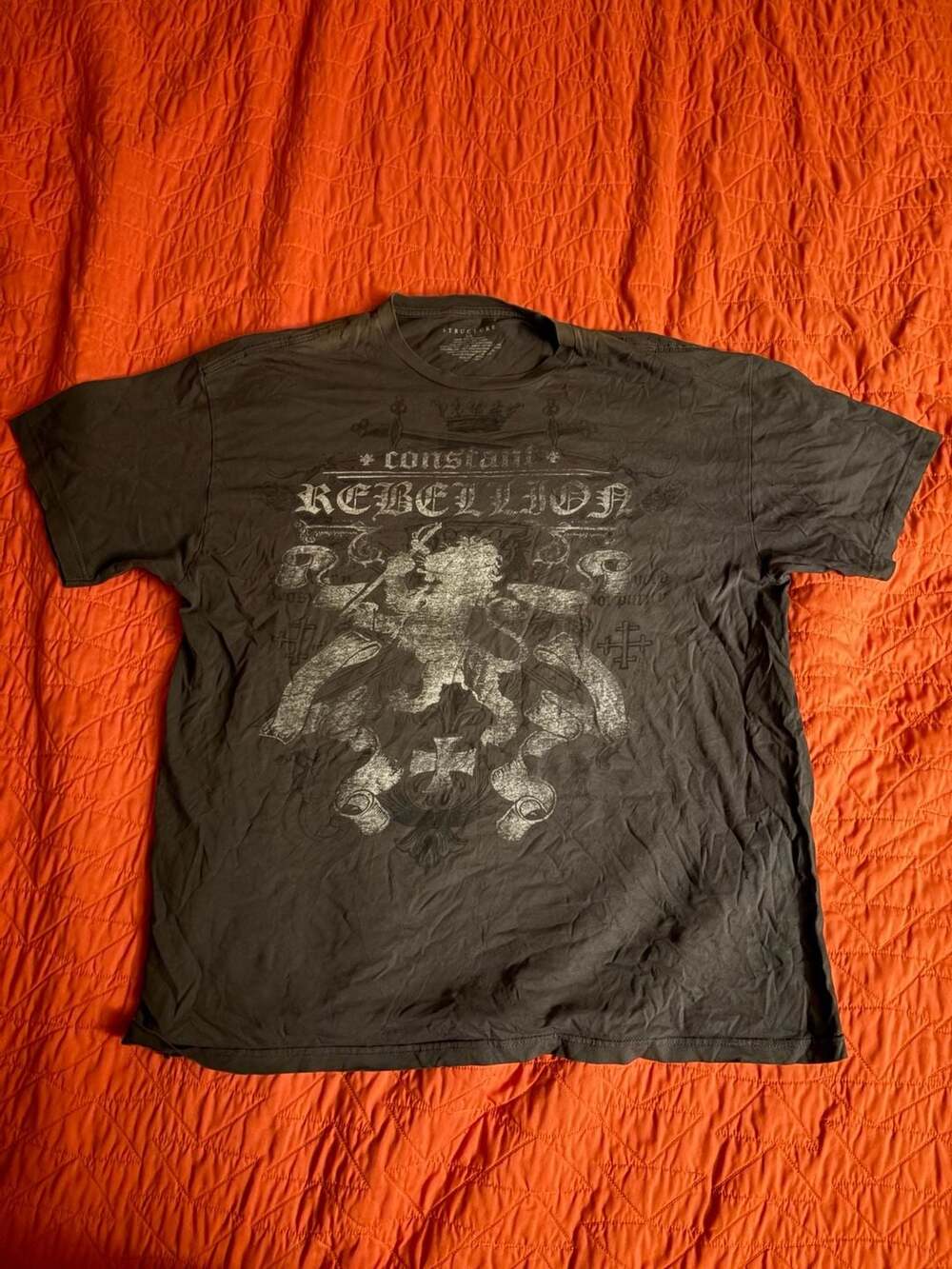Vintage Structure Constant Rebellion Lion Crest Graphic T-Shirt Y2K Grunge